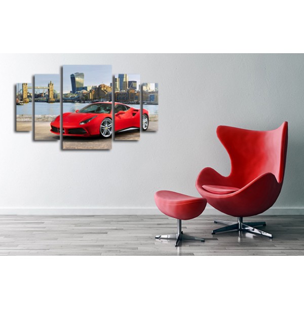 Модульная картина "Красный автомобиль"