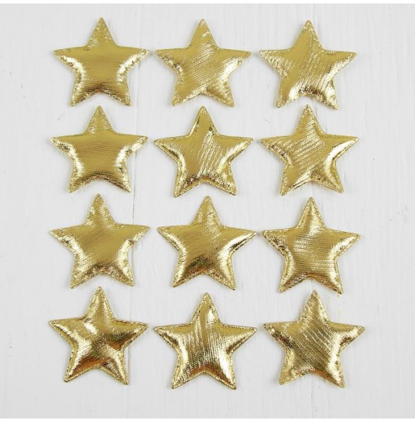 Звёздочки декоративные, набор 12 шт., размер 1 шт. 5,5*5,5 см, цвет золотой